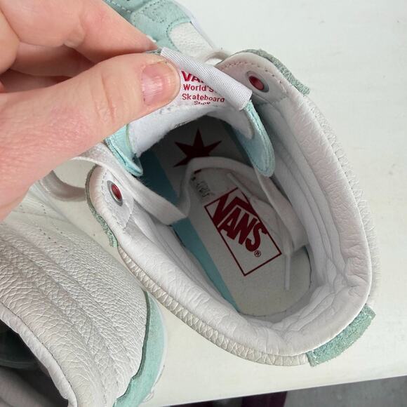 Vans Sk8-Hi Reissue Chicago Edition Athletic Sneakers Womens 9.5 Aqua White - Picture 10 of 11